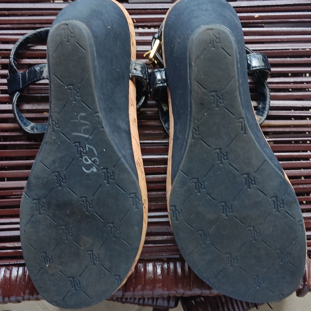 Pre Loved RL Navy Cork Sandals.5.5M - Picture 4 of 9